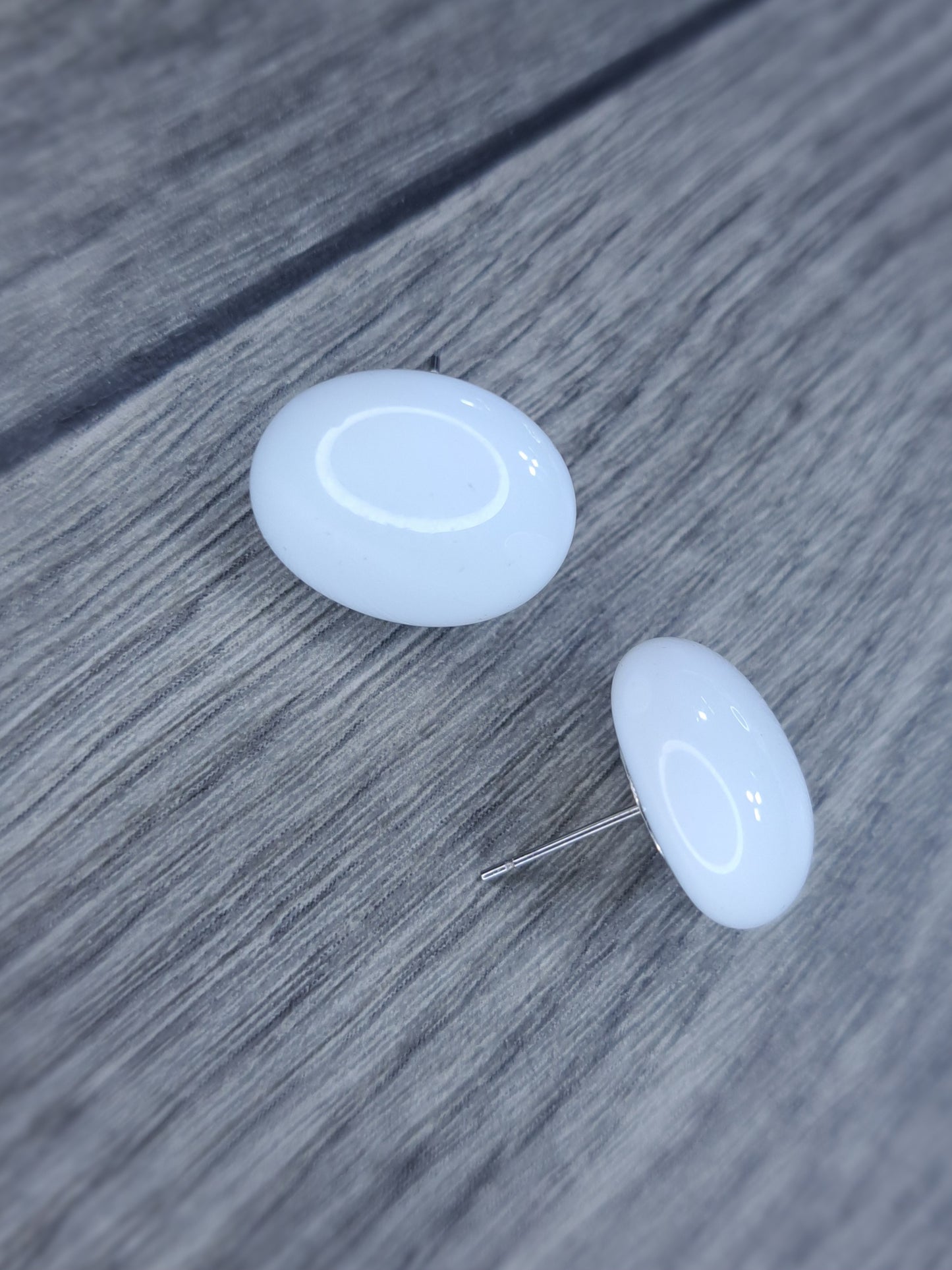White glass bead stud earrings