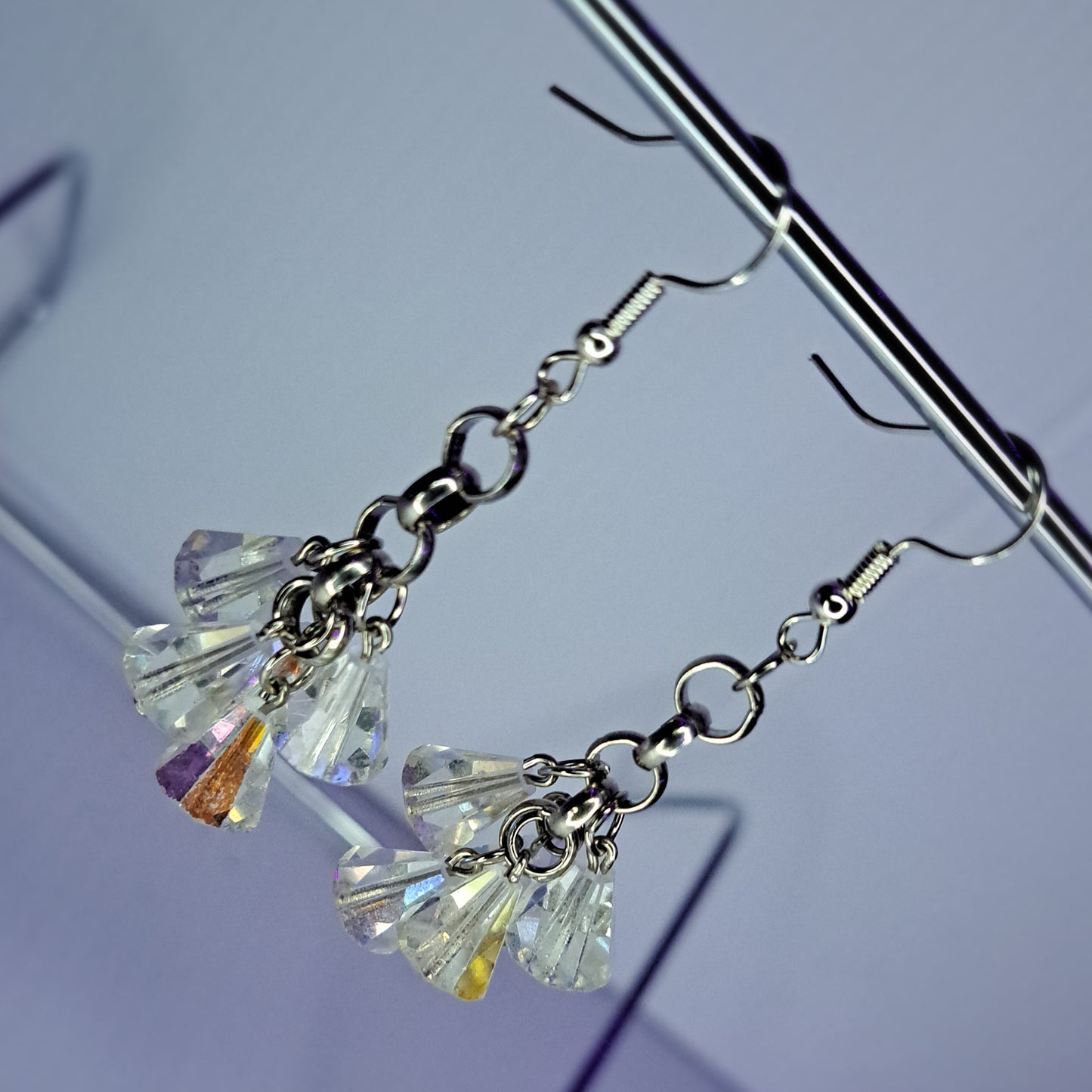 Clear glass beaded Stainless steel earrings