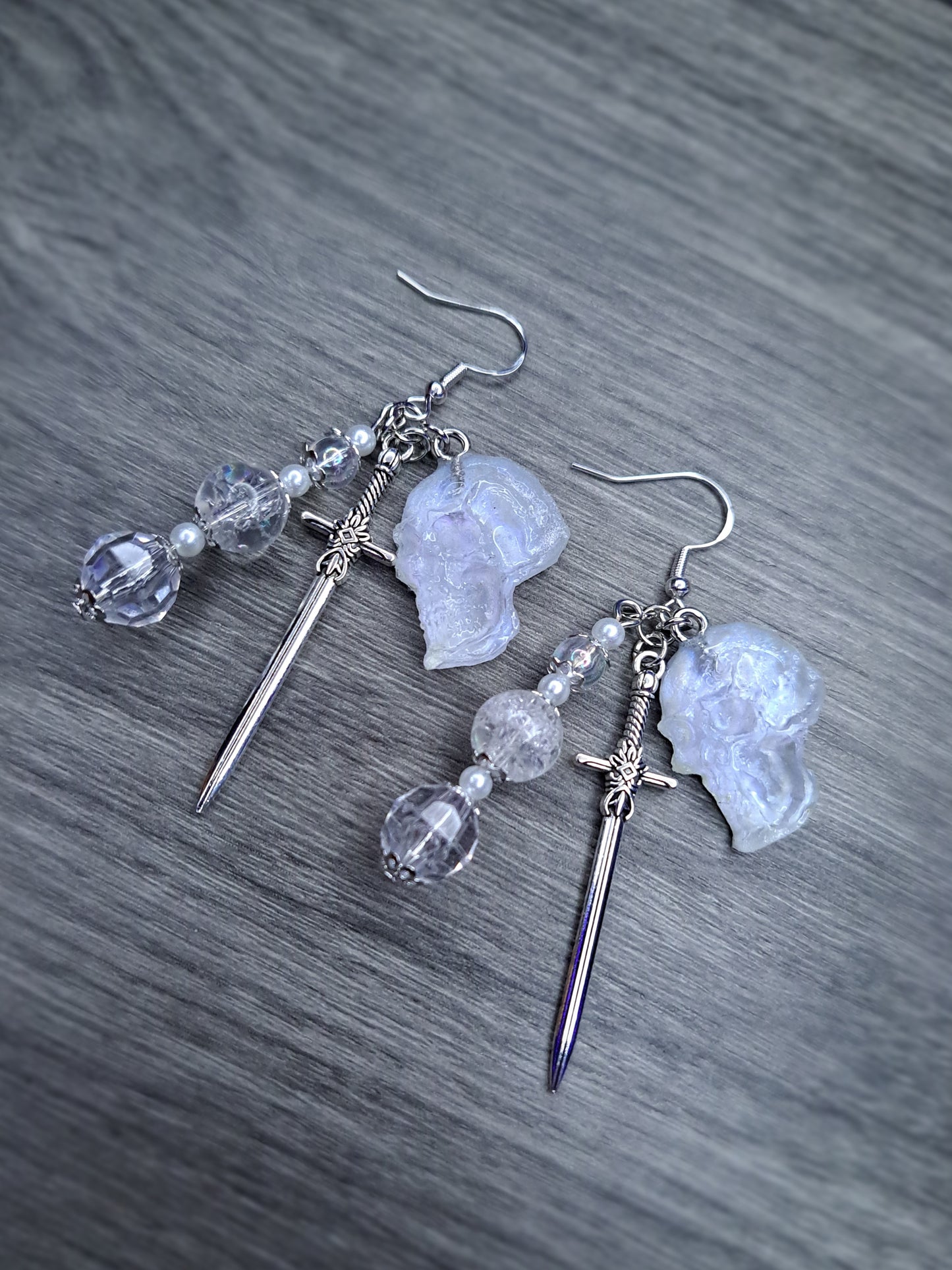 White Skull charm s925 sterling silver earrings