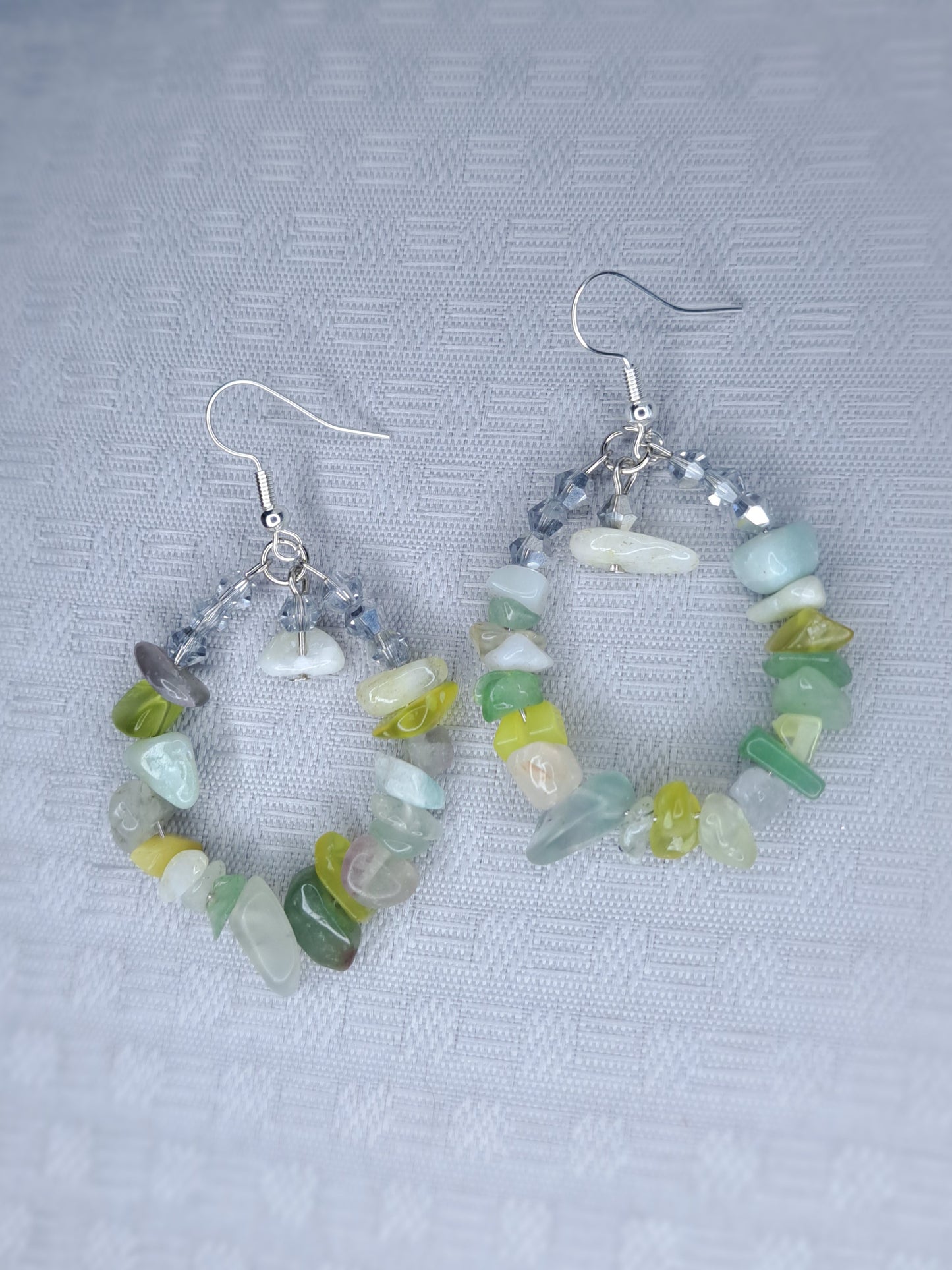 Mixed green Crystal chip stainless steel hoop earrings