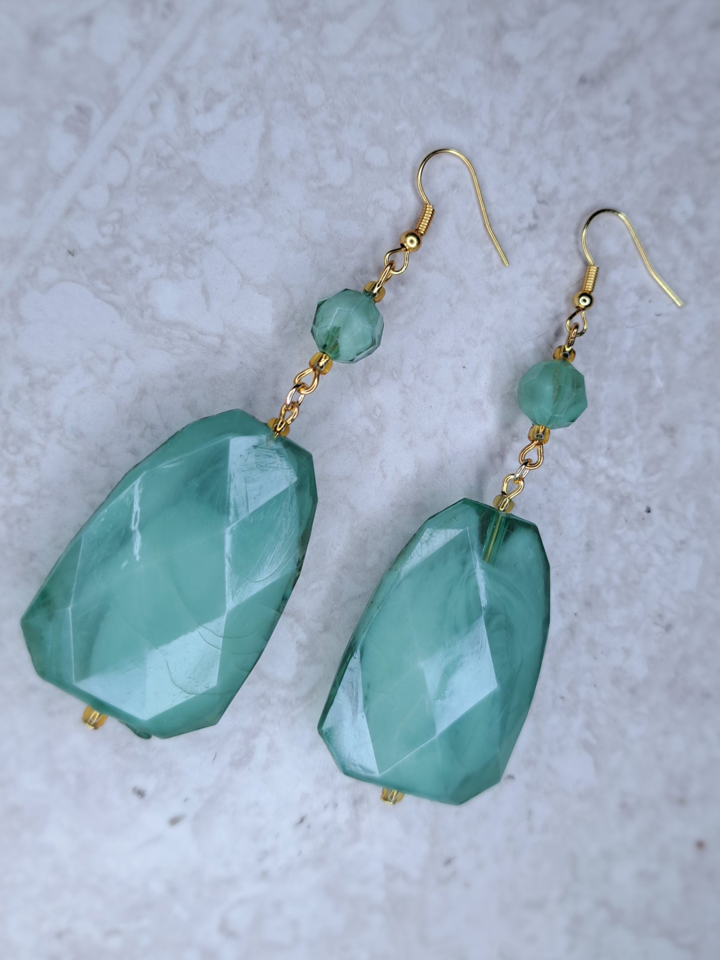 Stainless Steel gold & mint Dangle Earrings