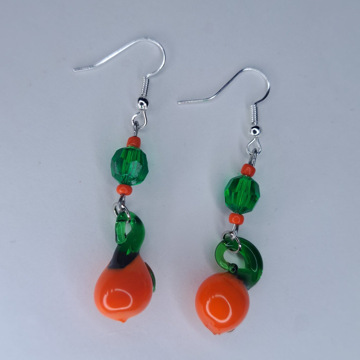 orange glass fruit Stainless steel earrings