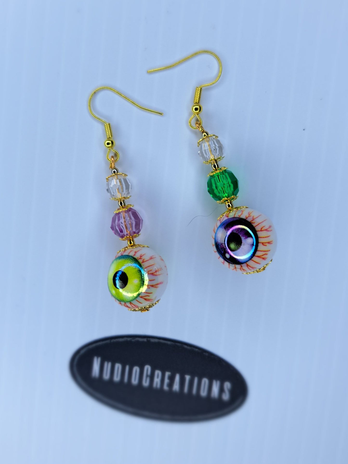 Eyeball stainless steel drop dangle earrings