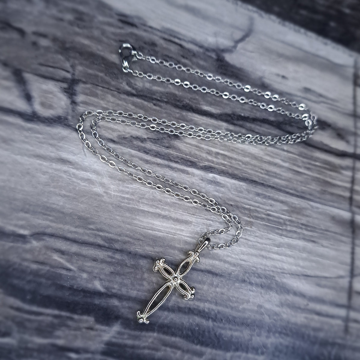 Cross charm silver necklace
