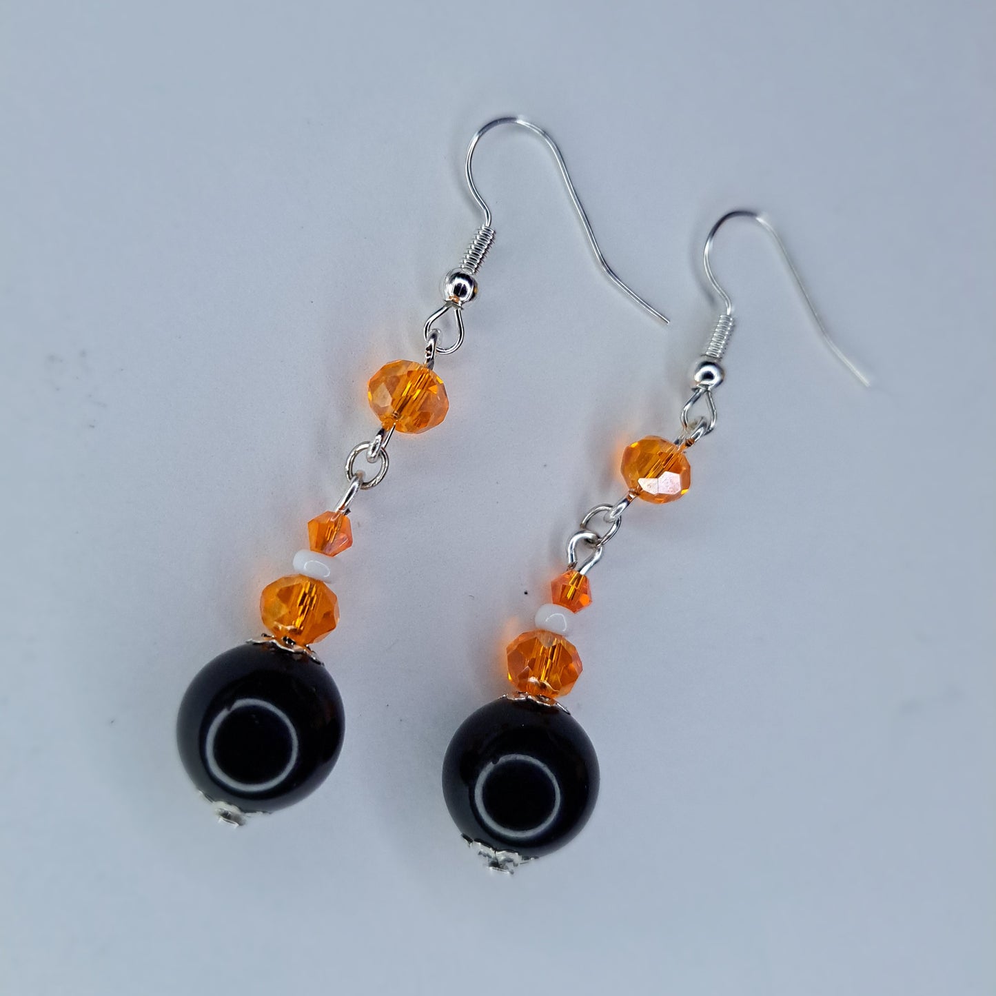 Black & orange Beaded stainless steel earrings