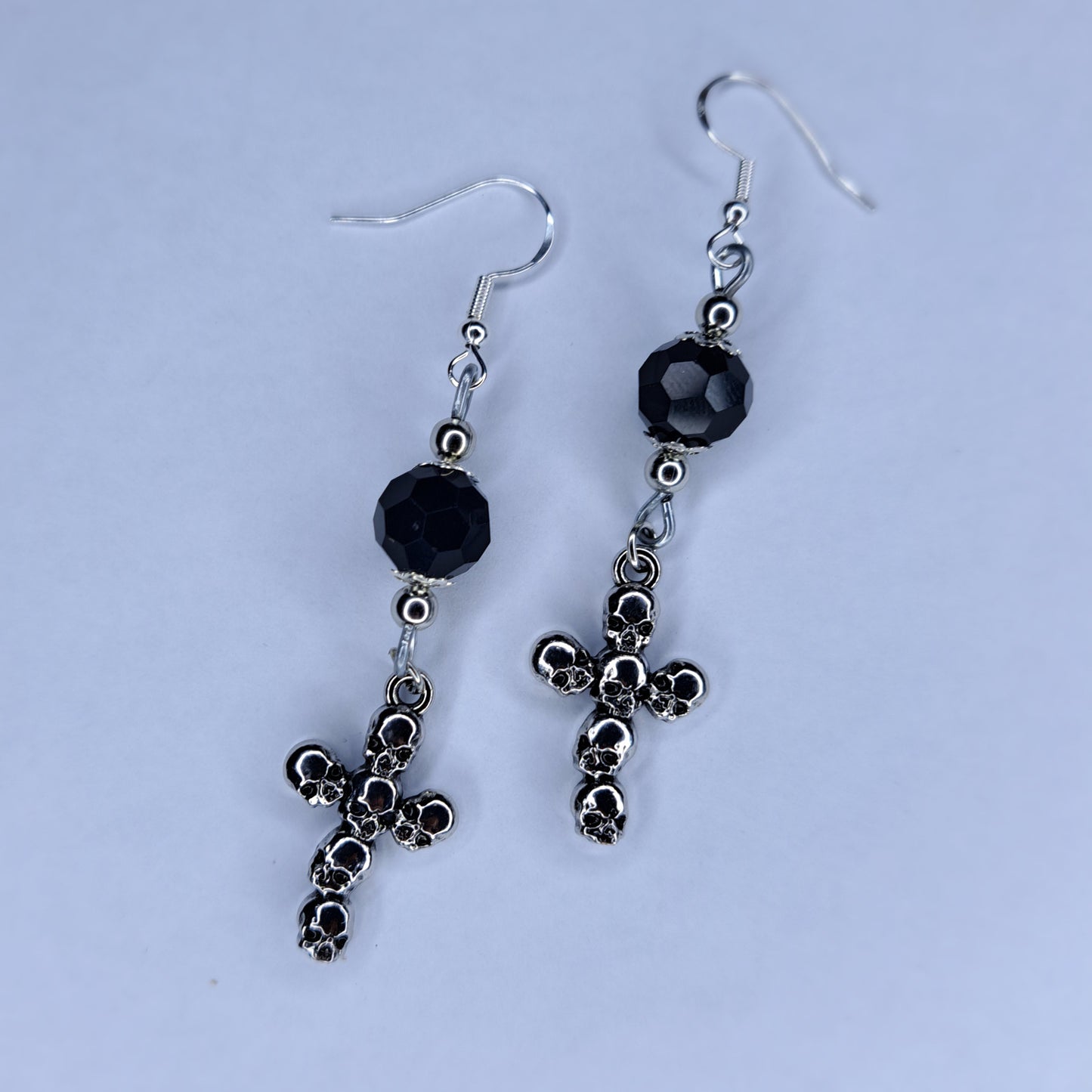 Skull cross charm s925 sterling silver earrings