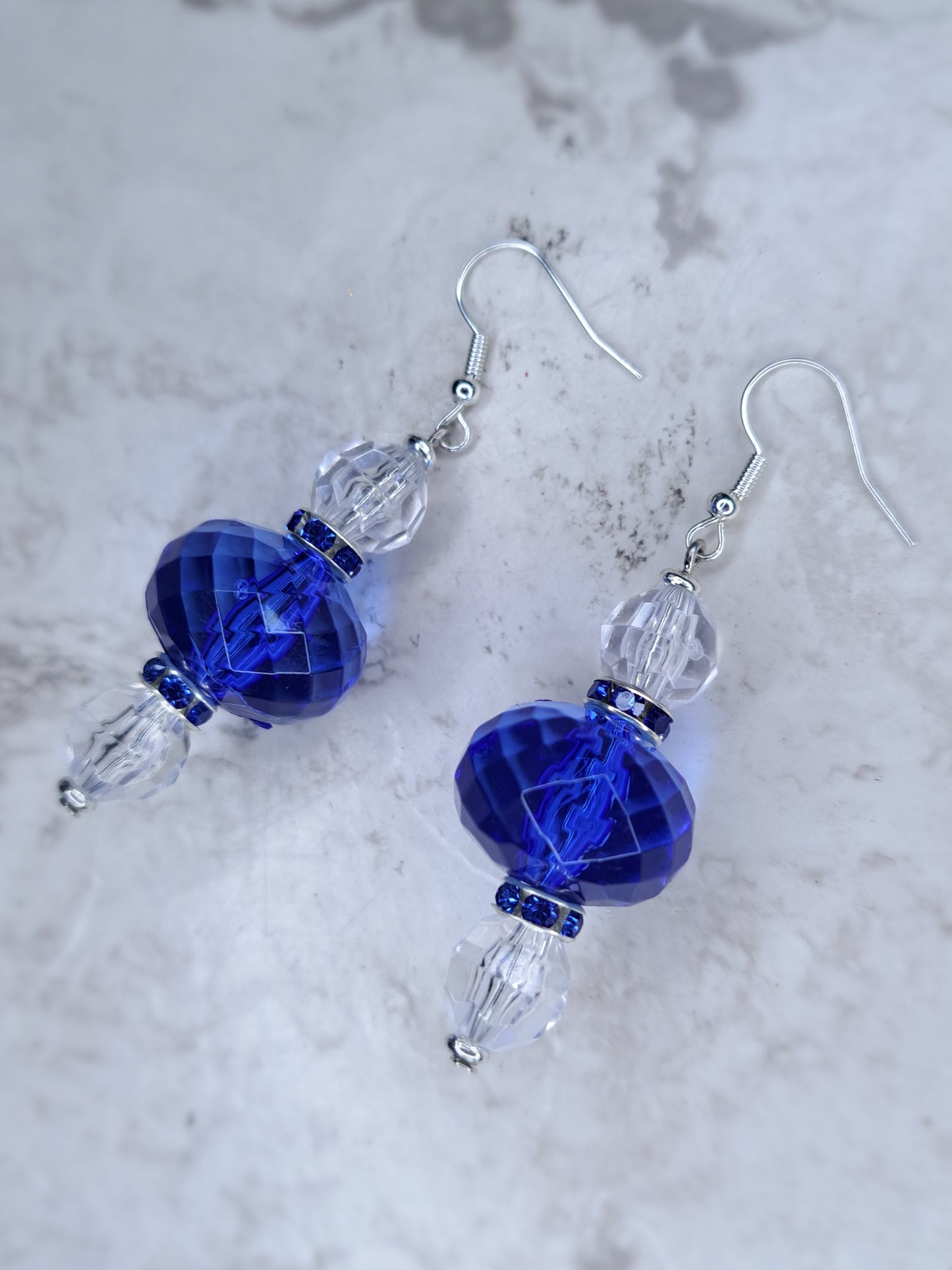 Blue & Clear earrings Earrings – Handmade/upcycled stainless steel
