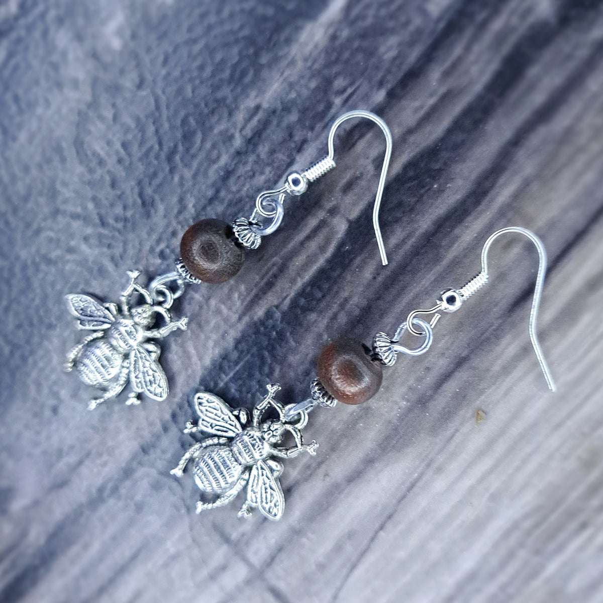 Bee charm stainless steel earrings
