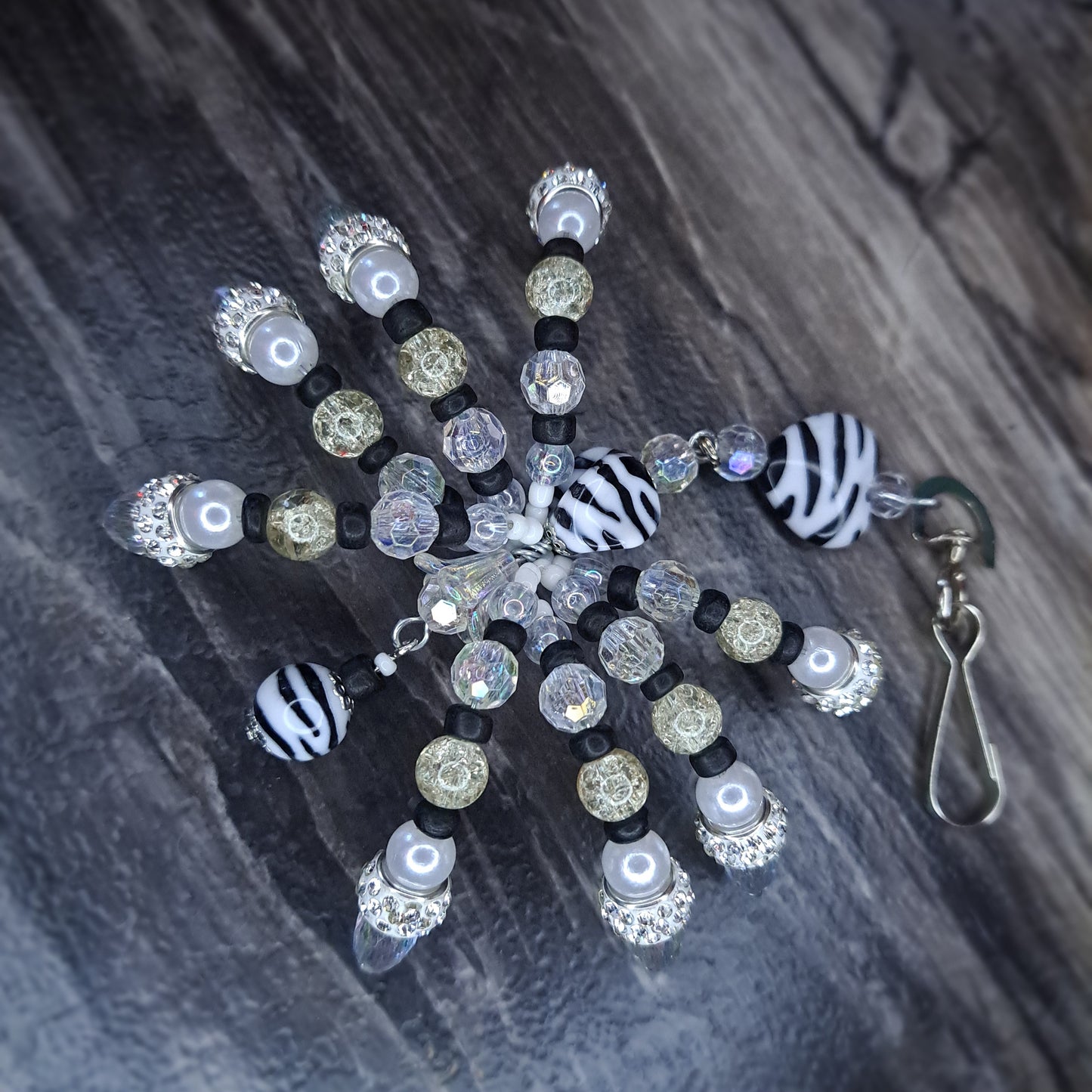 White Beaded spider keychain