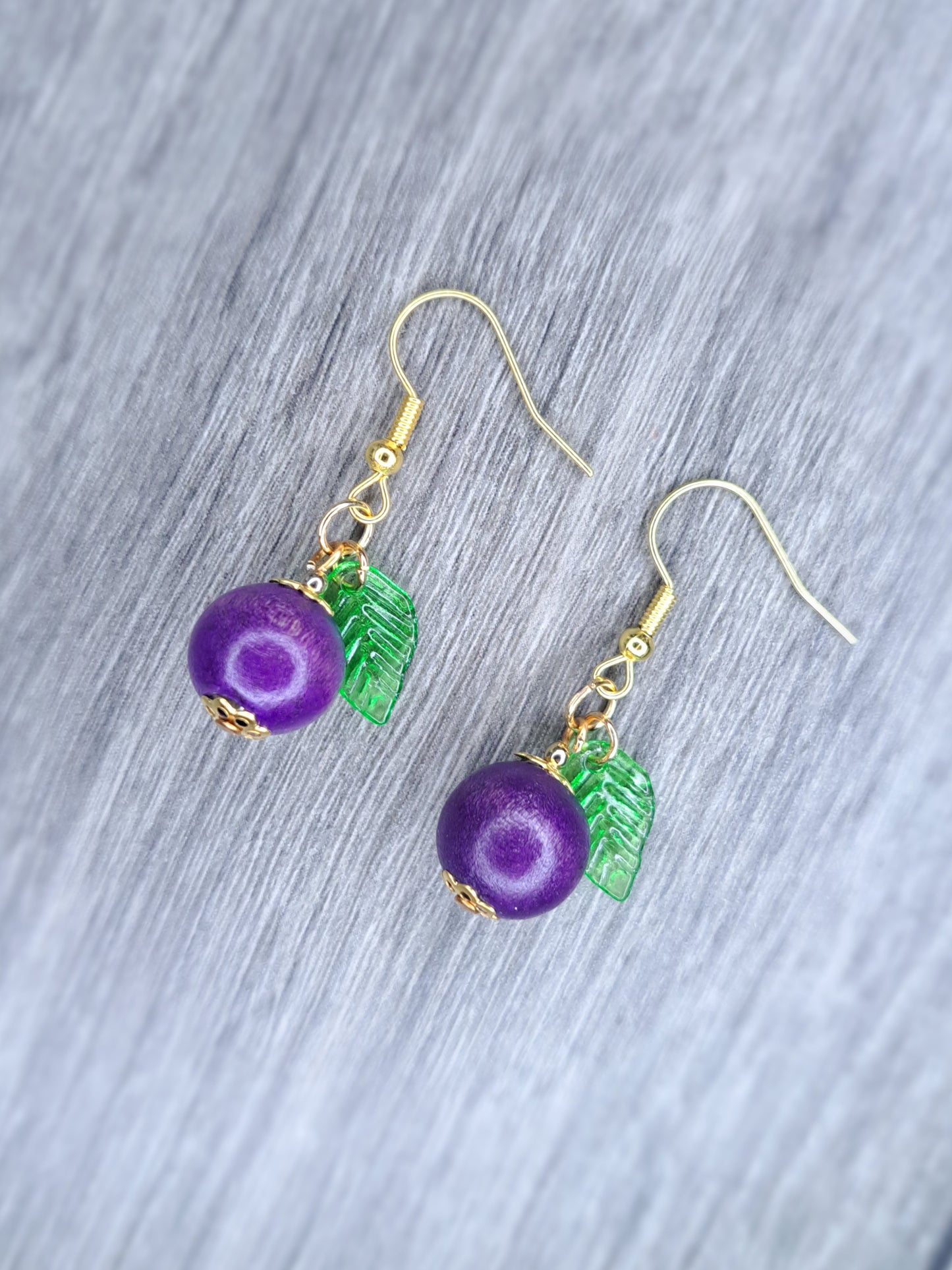 Blueberry beaded stainless steel earrings