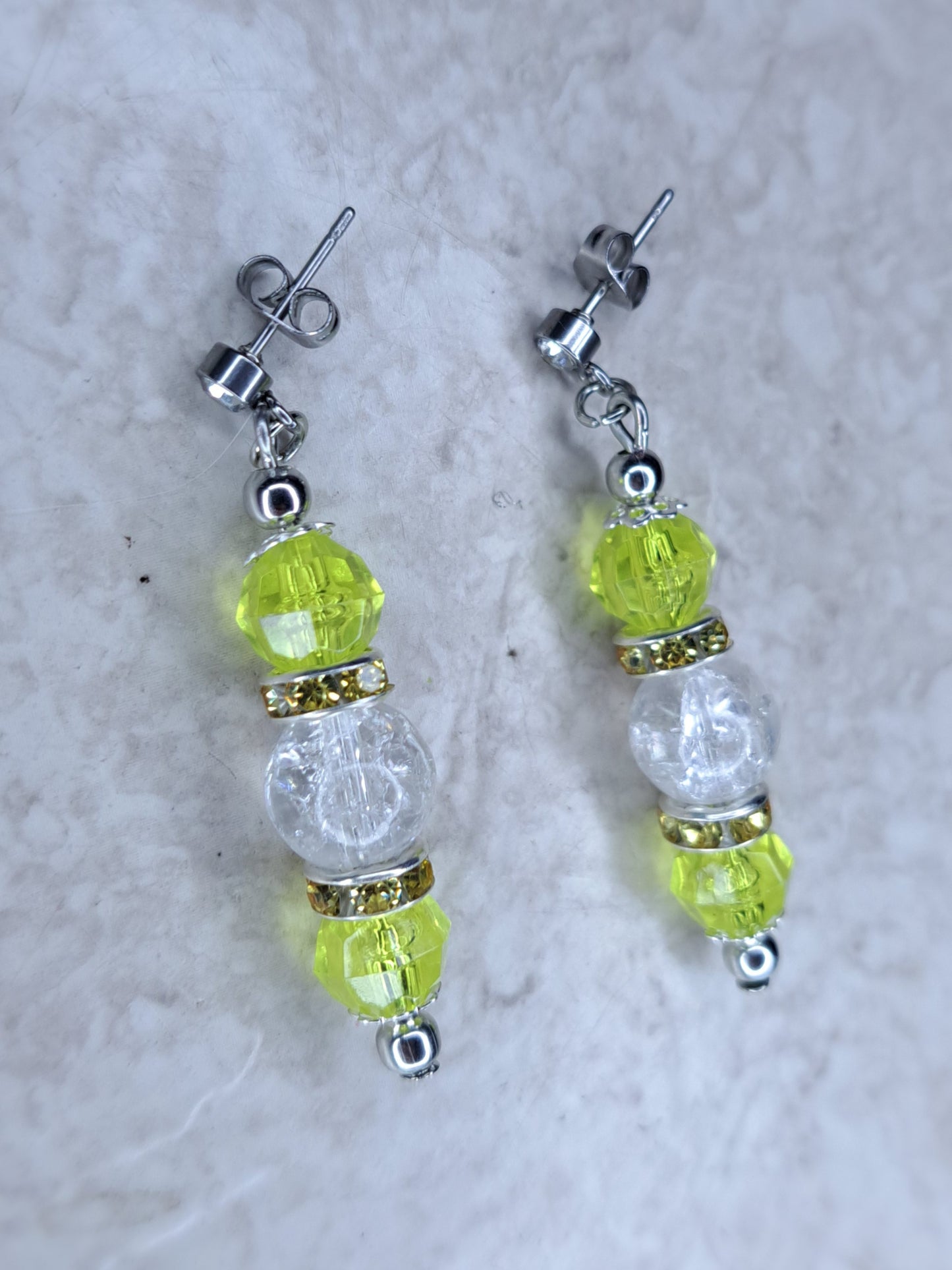 Yellow beaded earrings Earrings – Handmade/Upcycled Beads & Stainless Steel