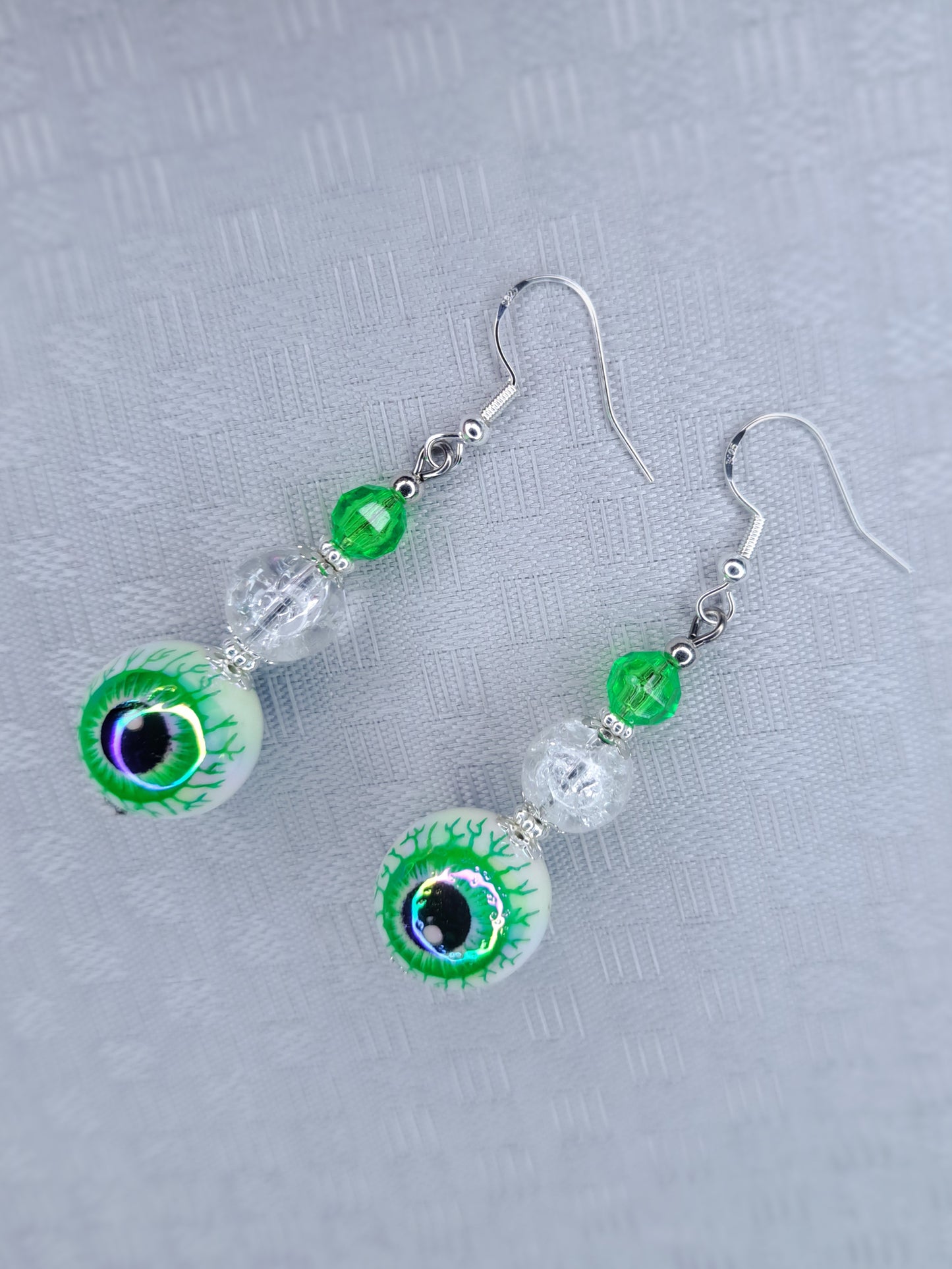 S925 sterling silver eyeball beaded earrings
