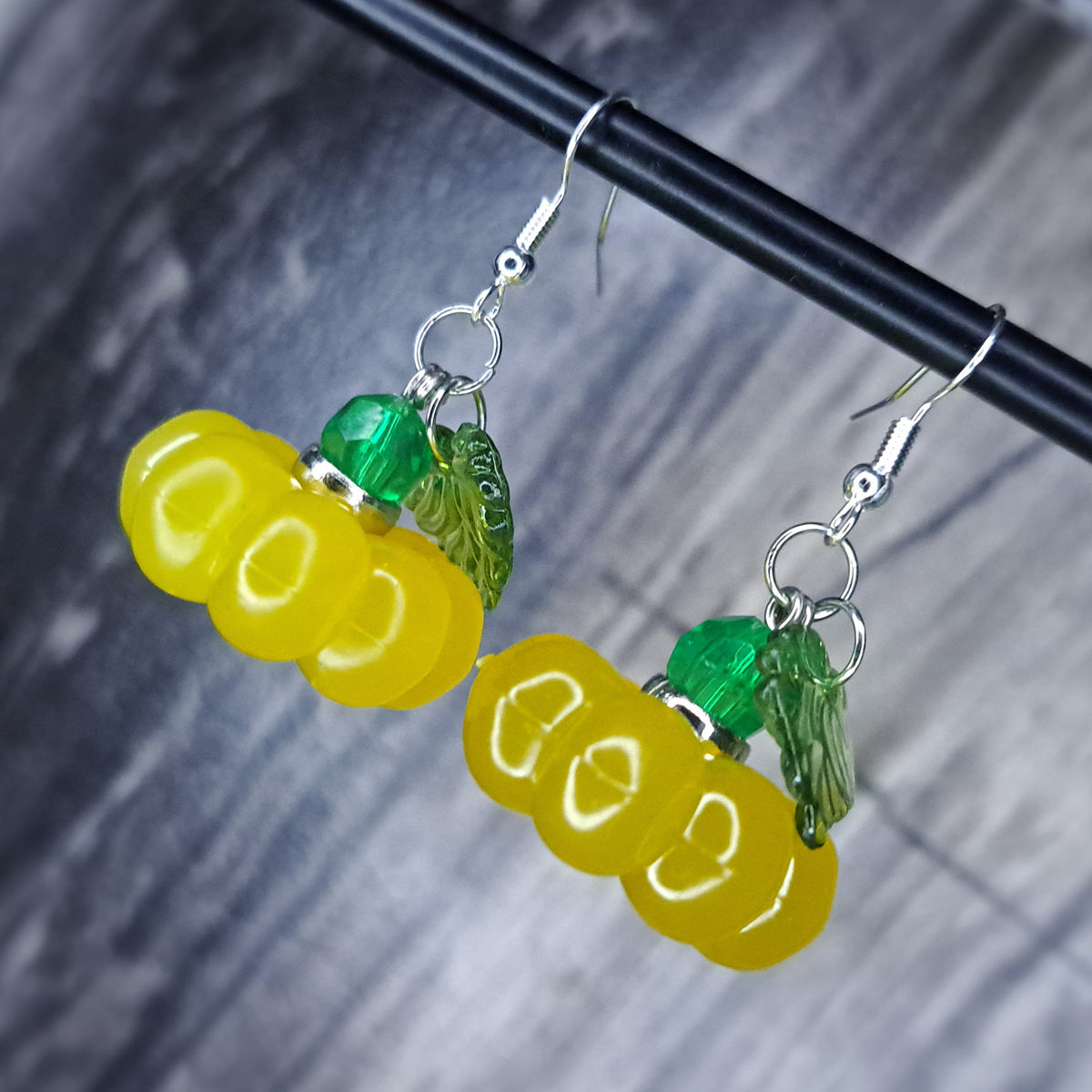 Yellow pumpkin stainless steel earrings