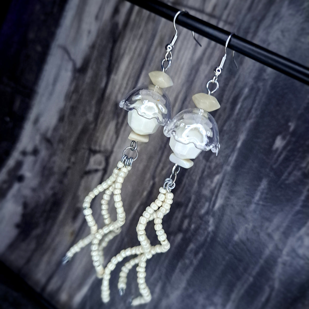 Pearl jellyfish stainless steel earrings