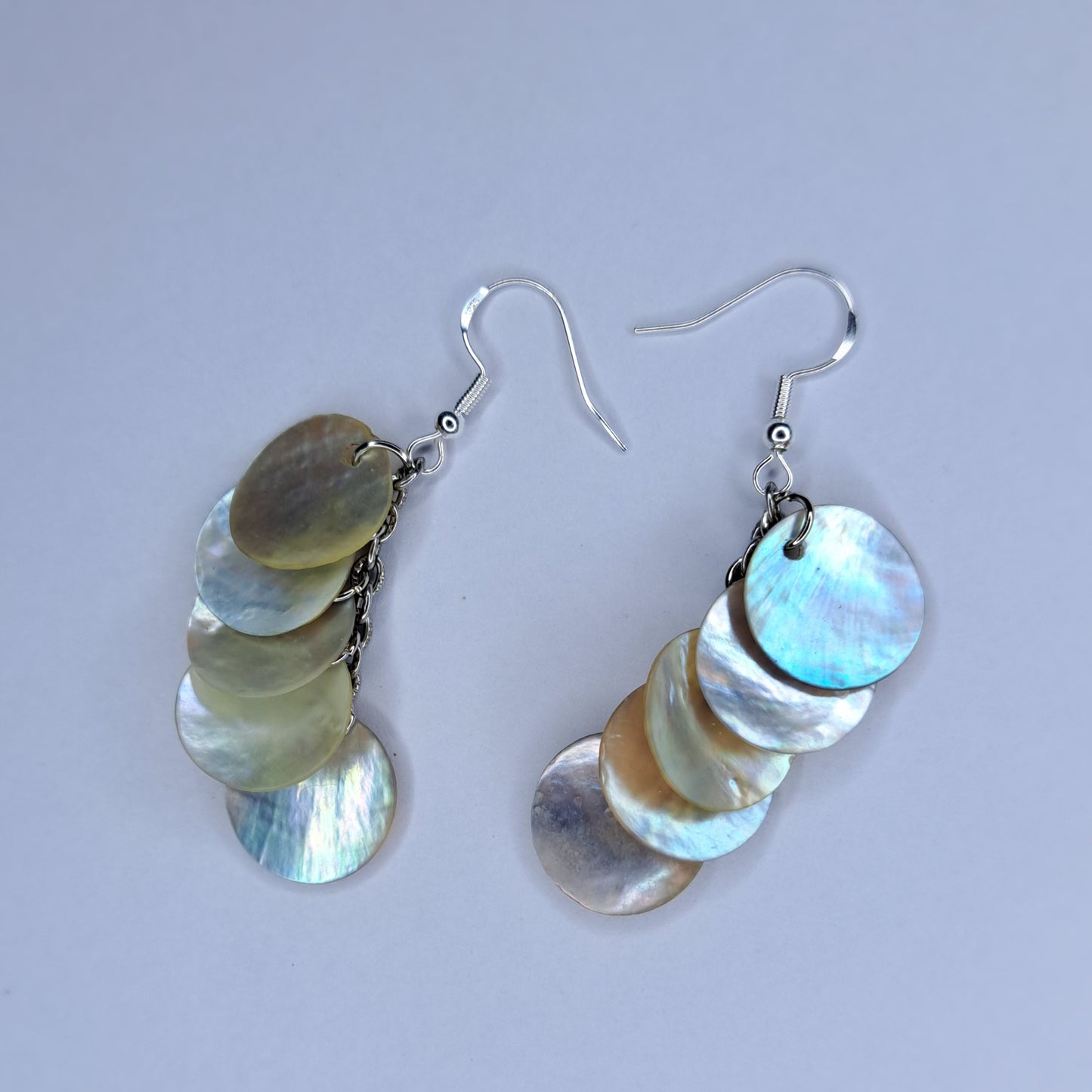 Mother of pearl disk s925 sterling silver earrings