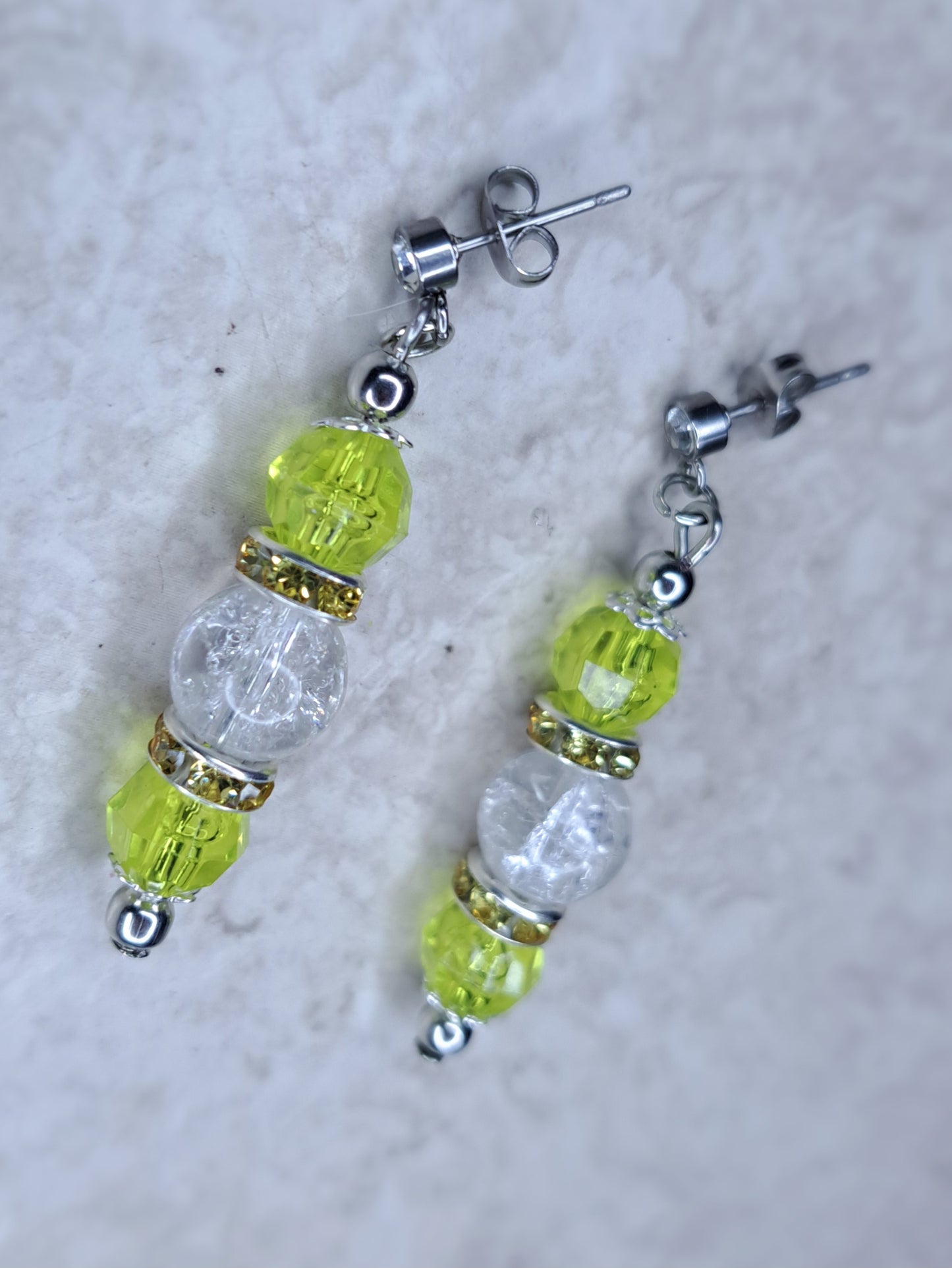 Yellow beaded earrings Earrings – Handmade/Upcycled Beads & Stainless Steel
