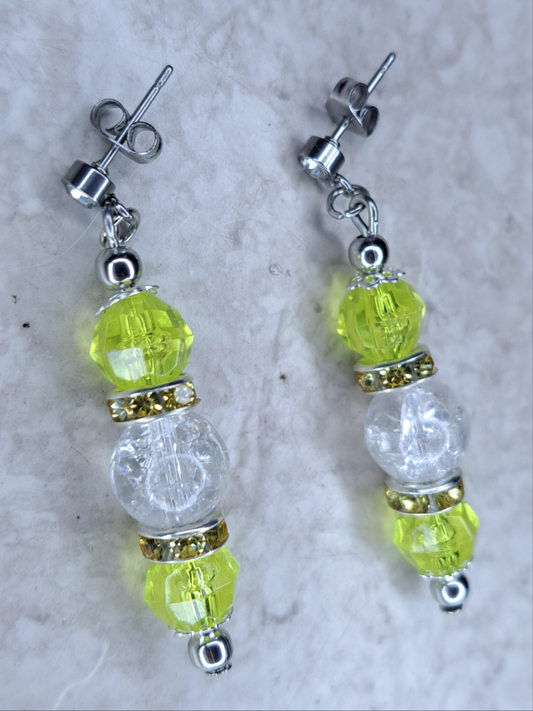Yellow beaded earrings Earrings – Handmade/Upcycled Beads & Stainless Steel
