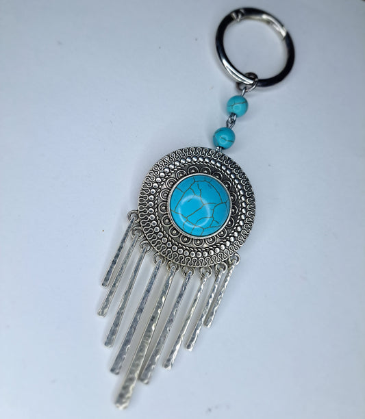 Silver and turquoise keychain