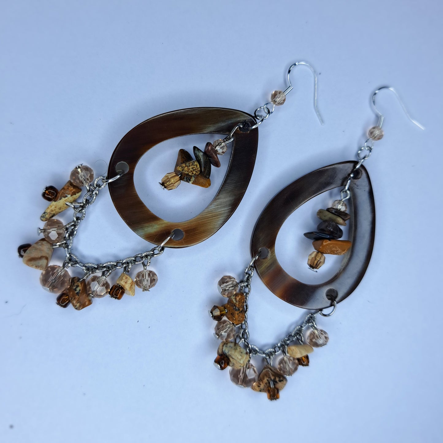 Brown crystal s925 sterling silver earrings