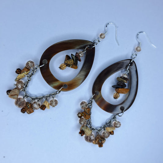 Brown crystal s925 sterling silver earrings