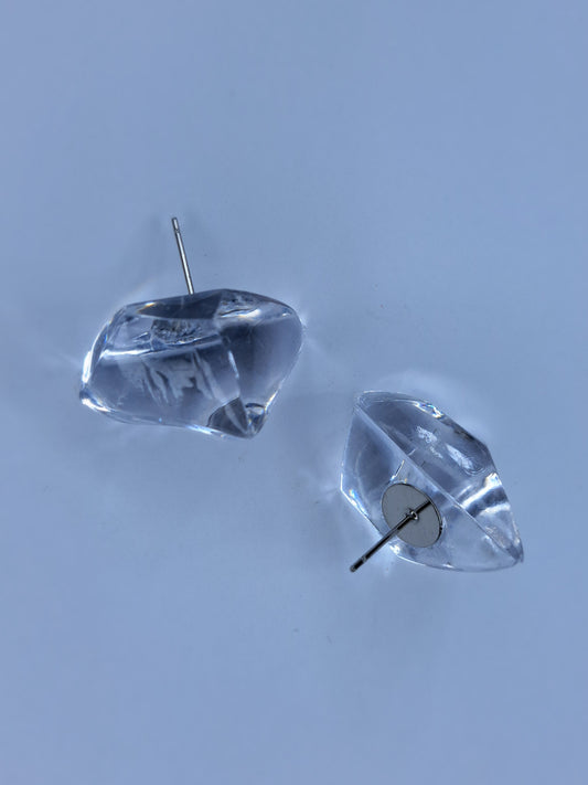 Clear ice bead stud earrings