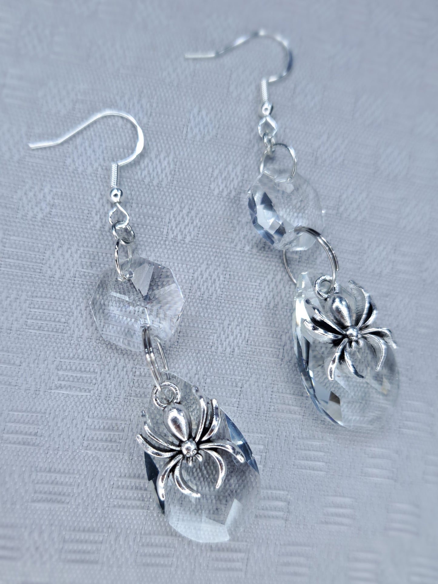 Spider charm s925 sterling silver crystal earrings