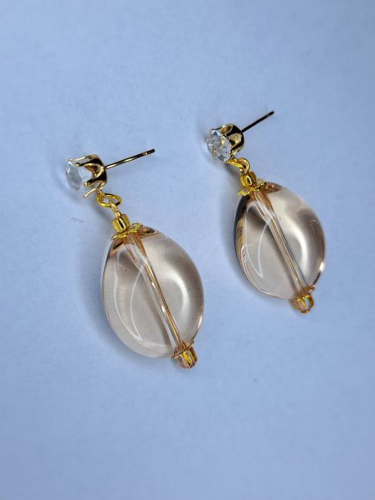 Gold tone beaded stainless steel earrings