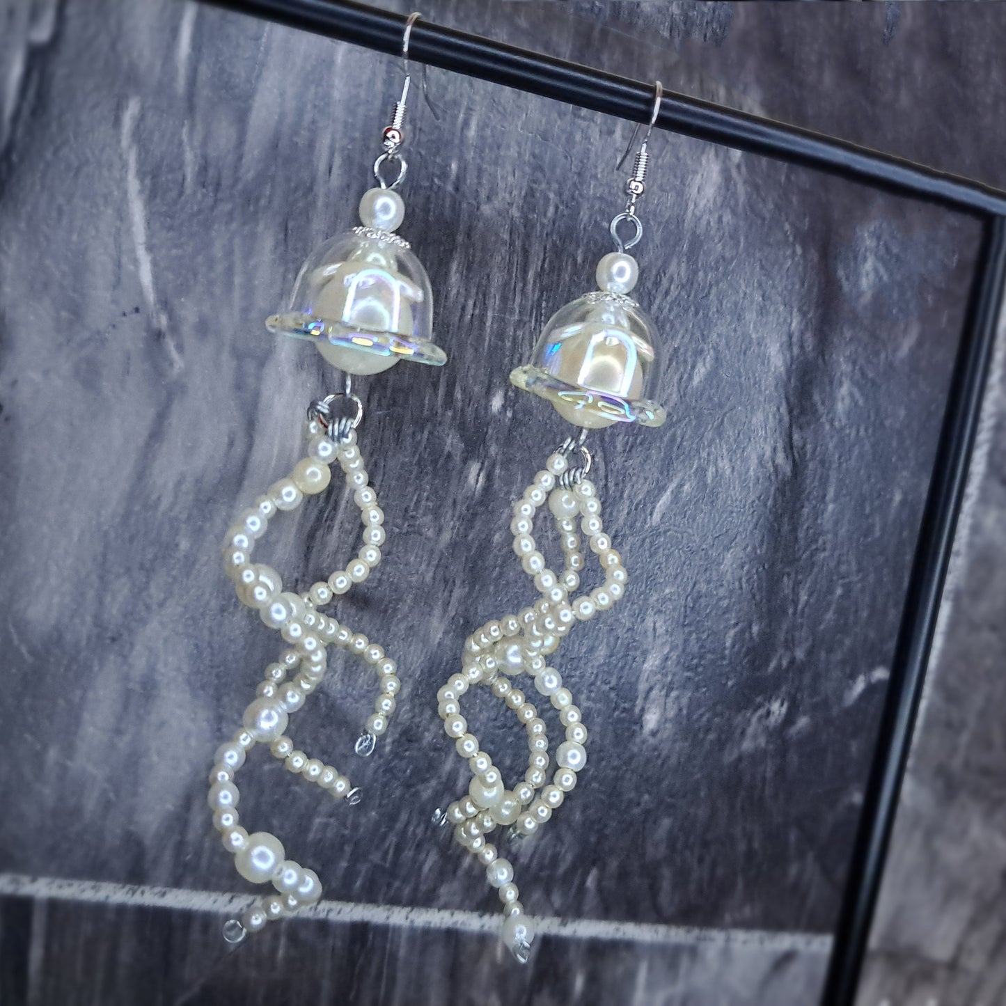 Pearl Jellyfish beaded stainless steel earrings