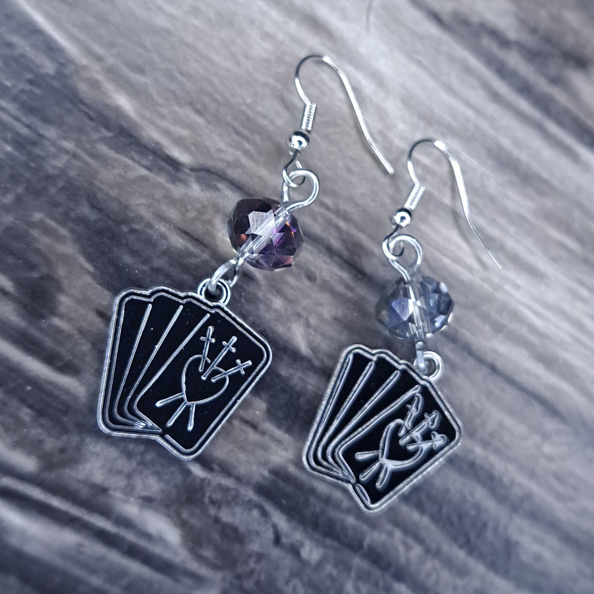 Card charm stainless steel earrings