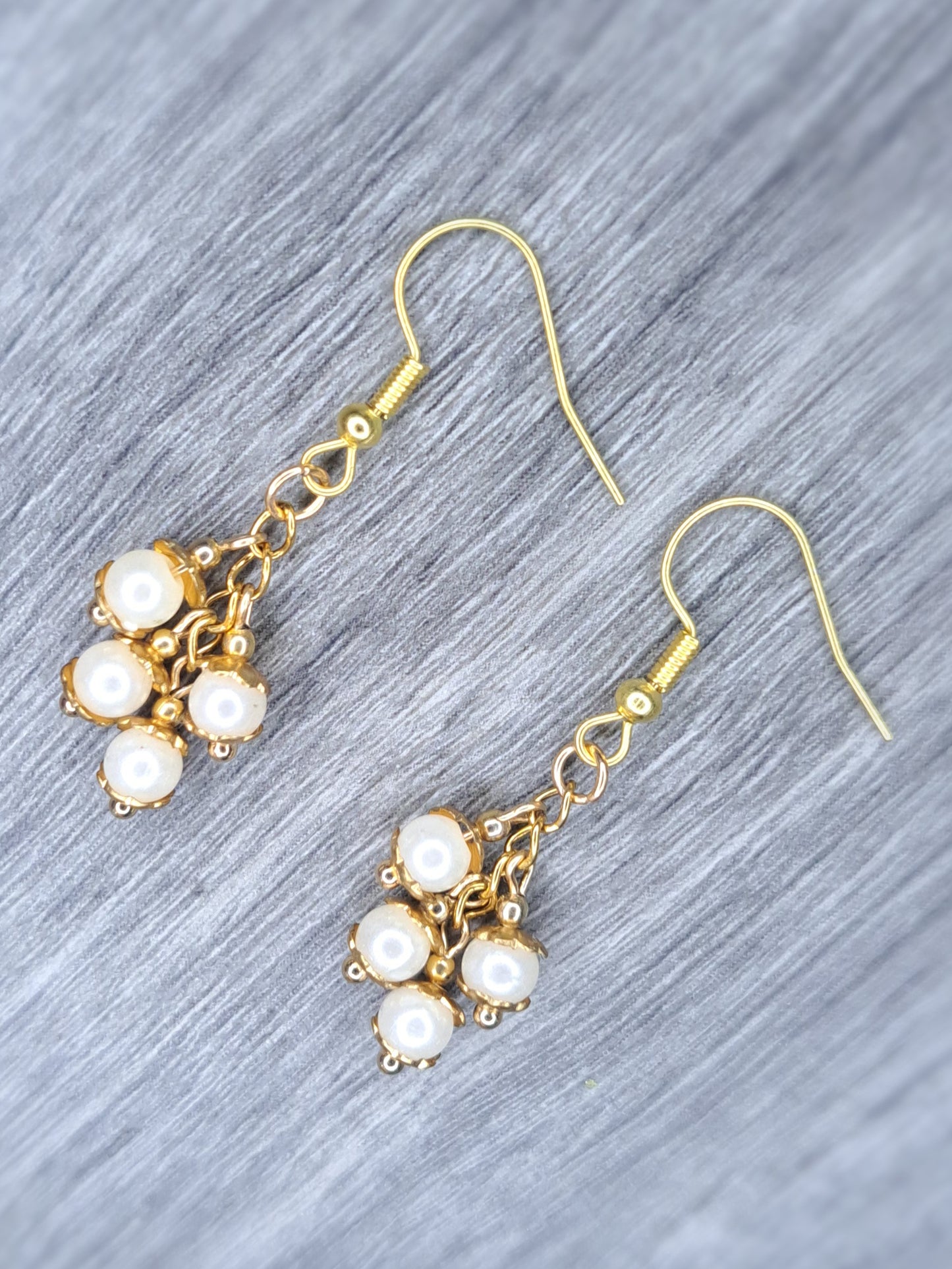 Pearl gold tone stainless steel earrings