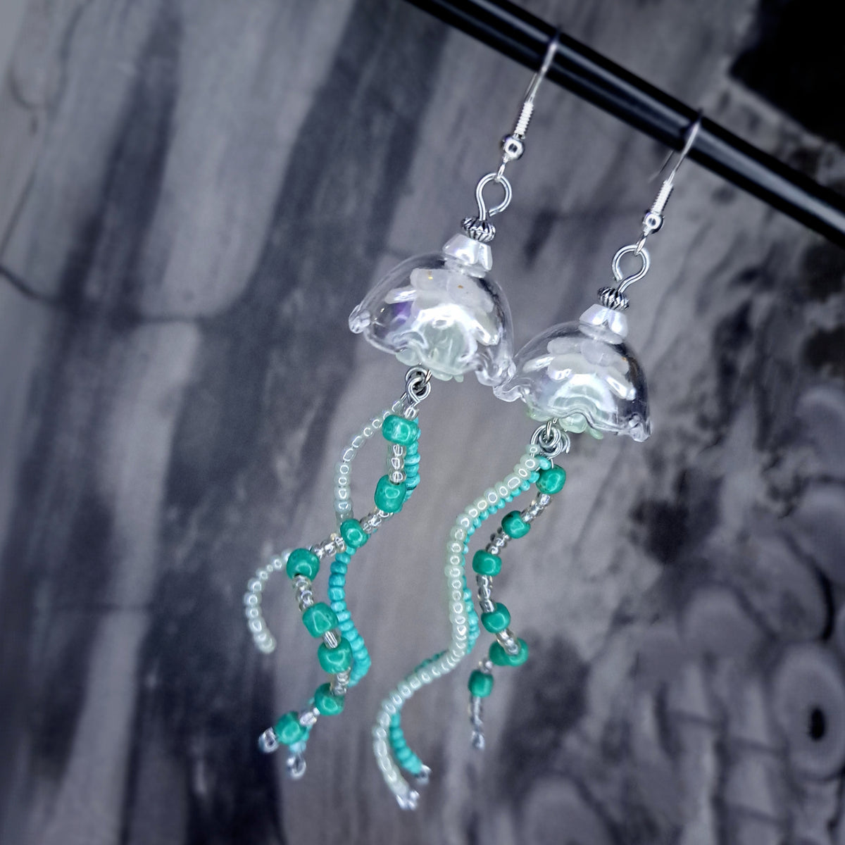 Turquoise jellyfish stainless steel earrings