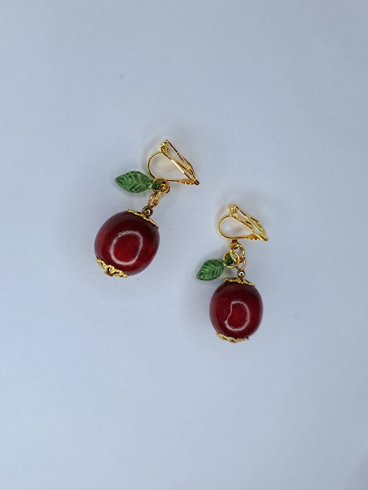 Apple clip on gold tone stainless steel earrings
