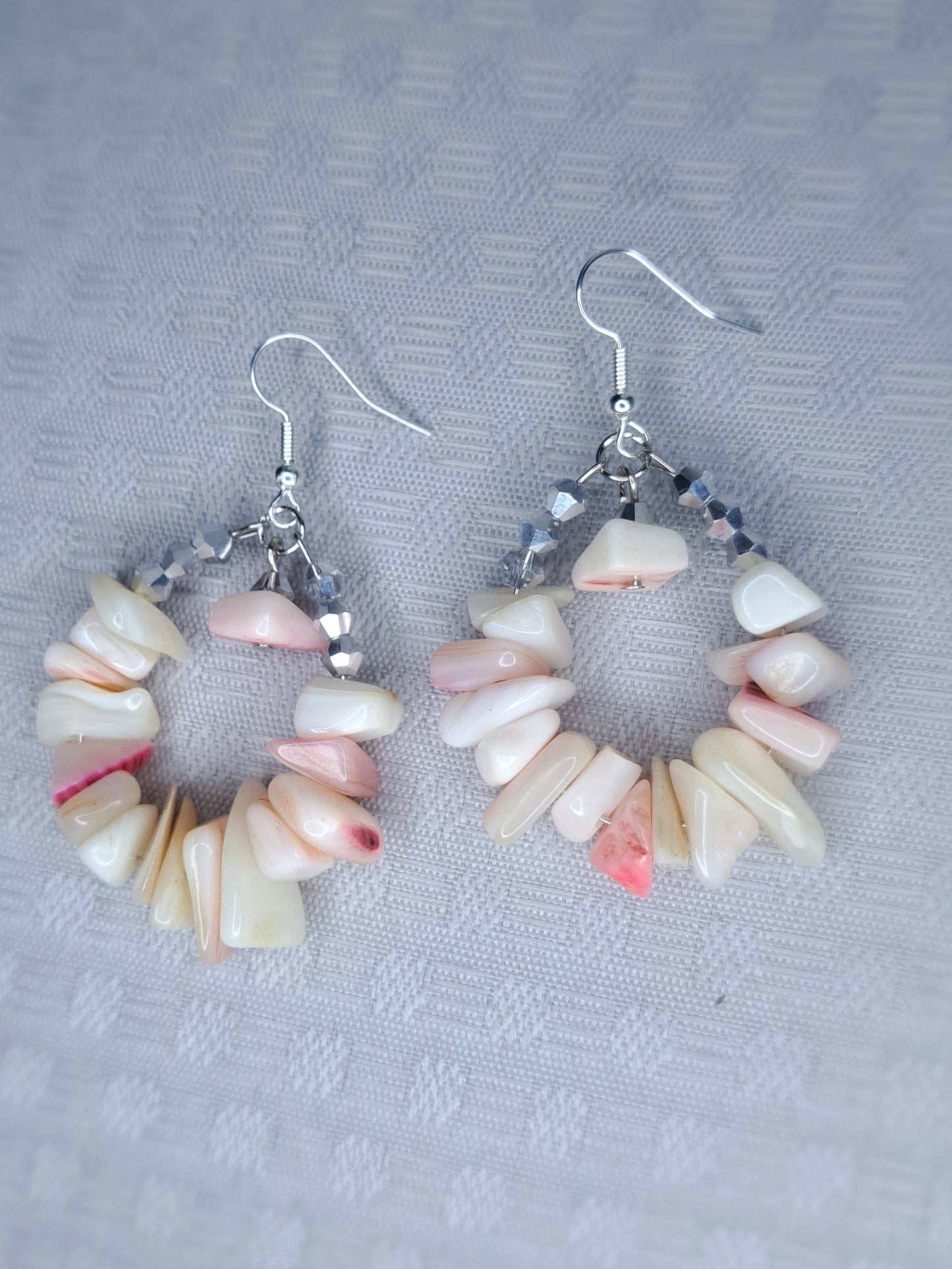 Dyed agate  Crystal chip stainless steel hoop earrings