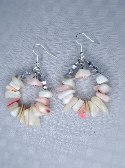 Dyed agate  Crystal chip stainless steel hoop earrings