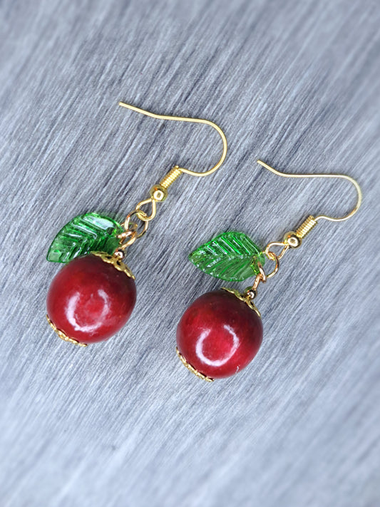 Apple gold tone stainless steel earrings