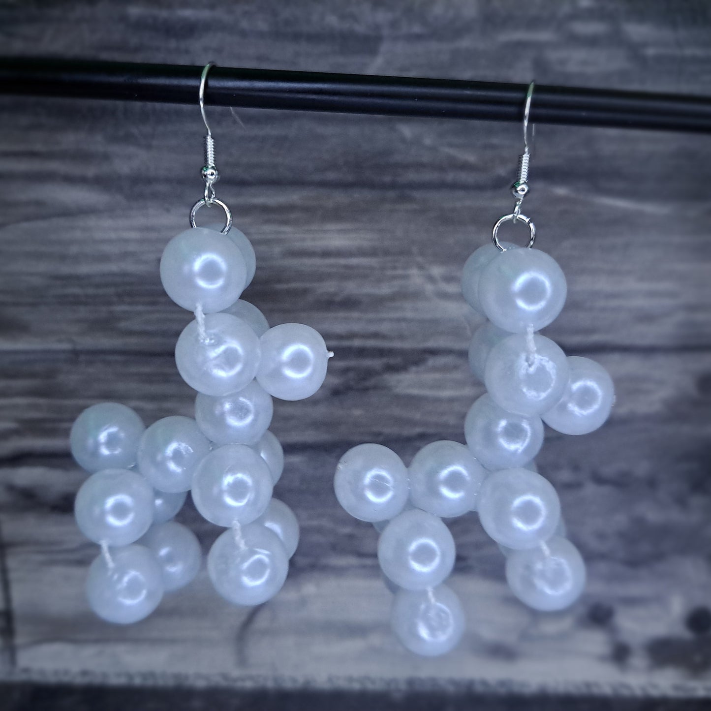 White pearl balloon dog earrings earrings