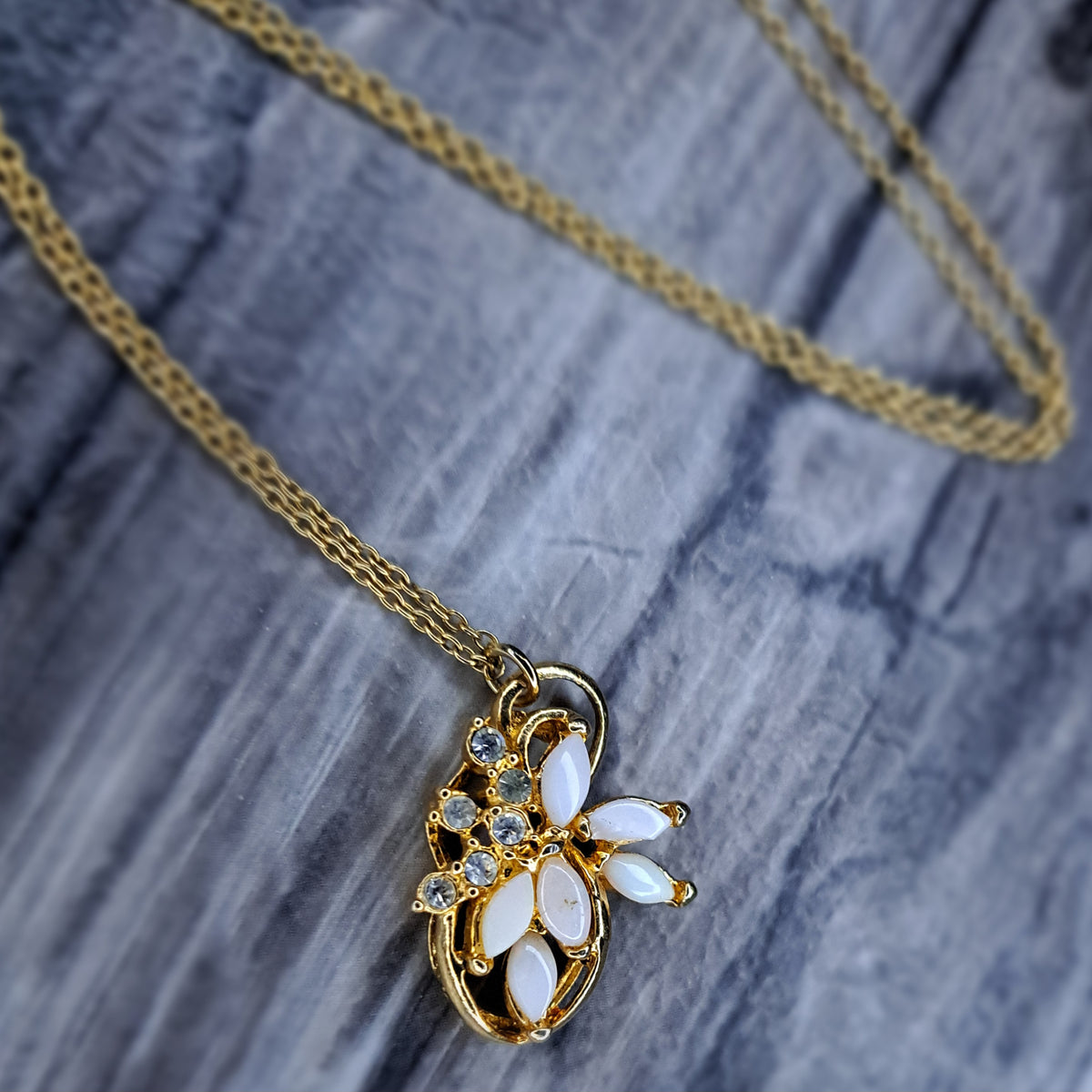 Gold opal necklace