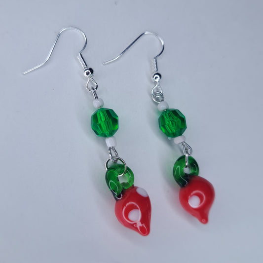 red glass fruit Stainless steel earrings