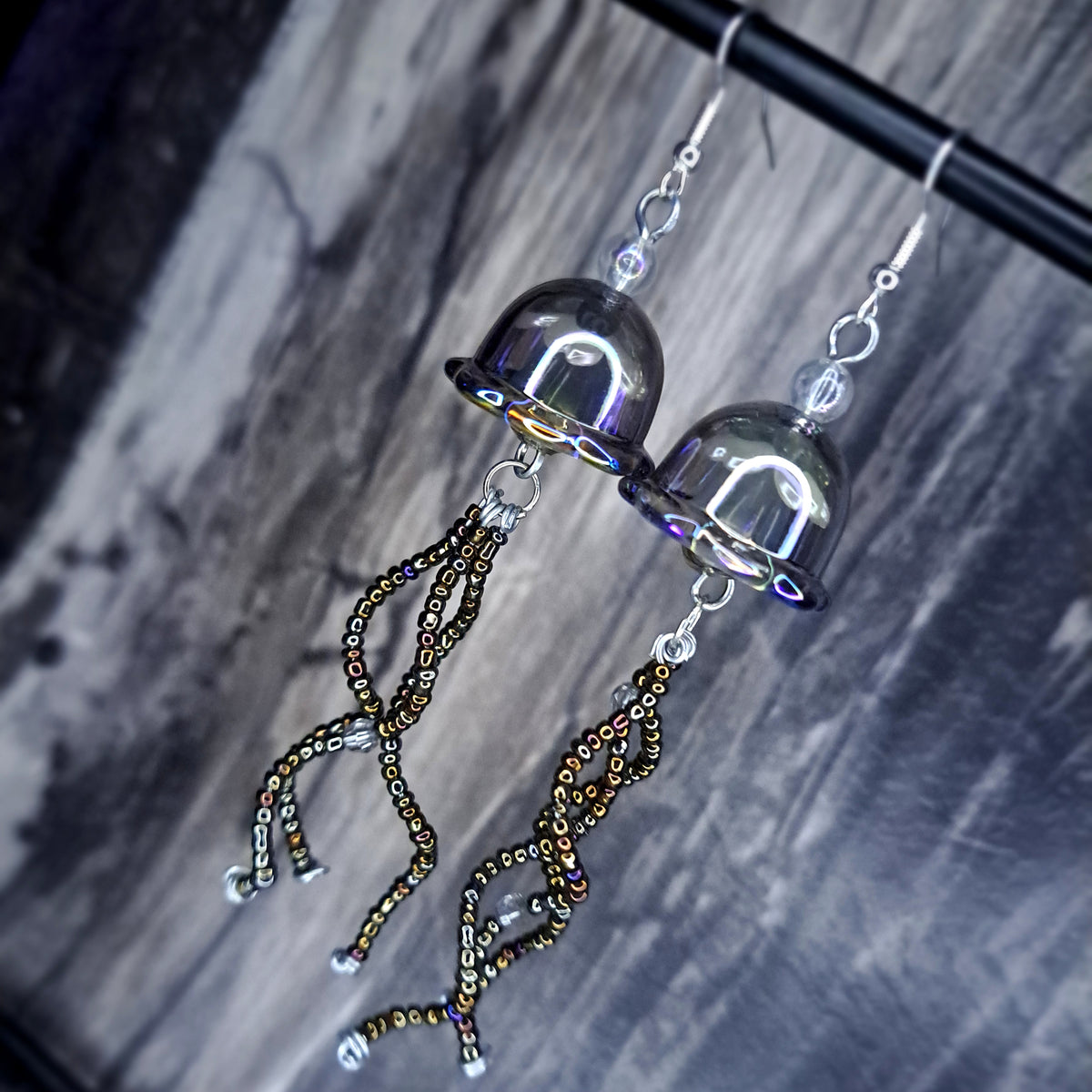 Black jellyfish stainless steel earrings