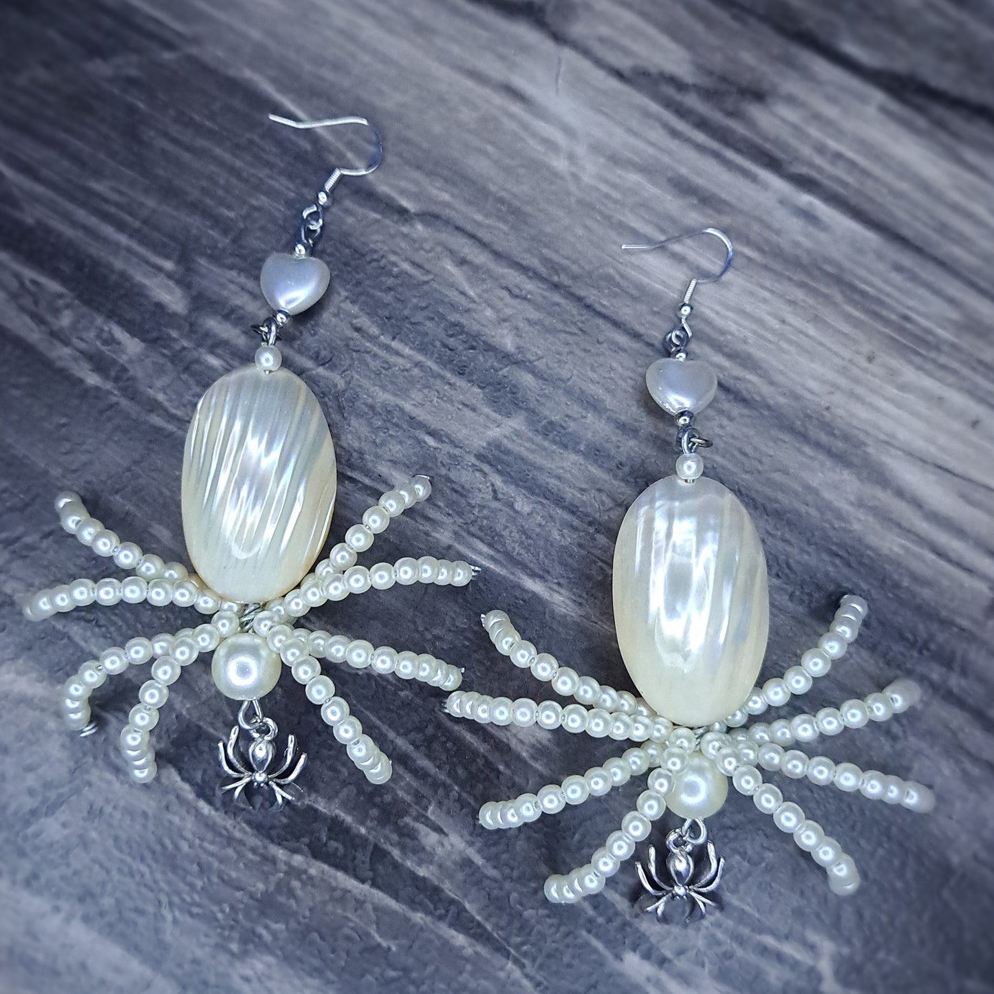 pearl Beaded s925 sterling silver spider earrings