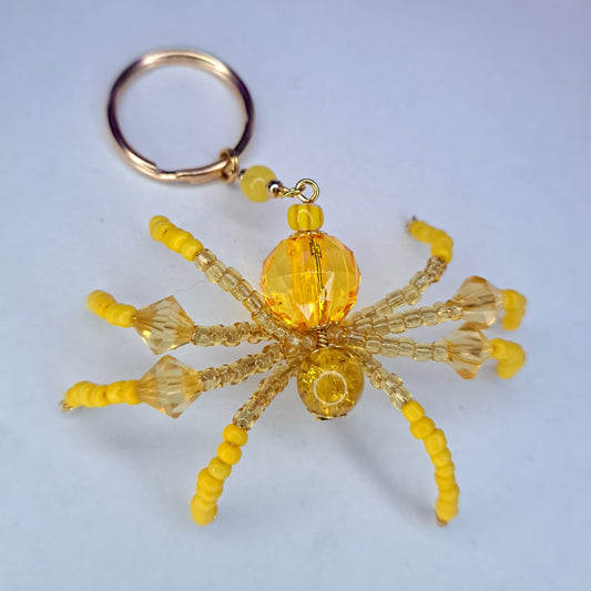yellow Beaded spider keychain