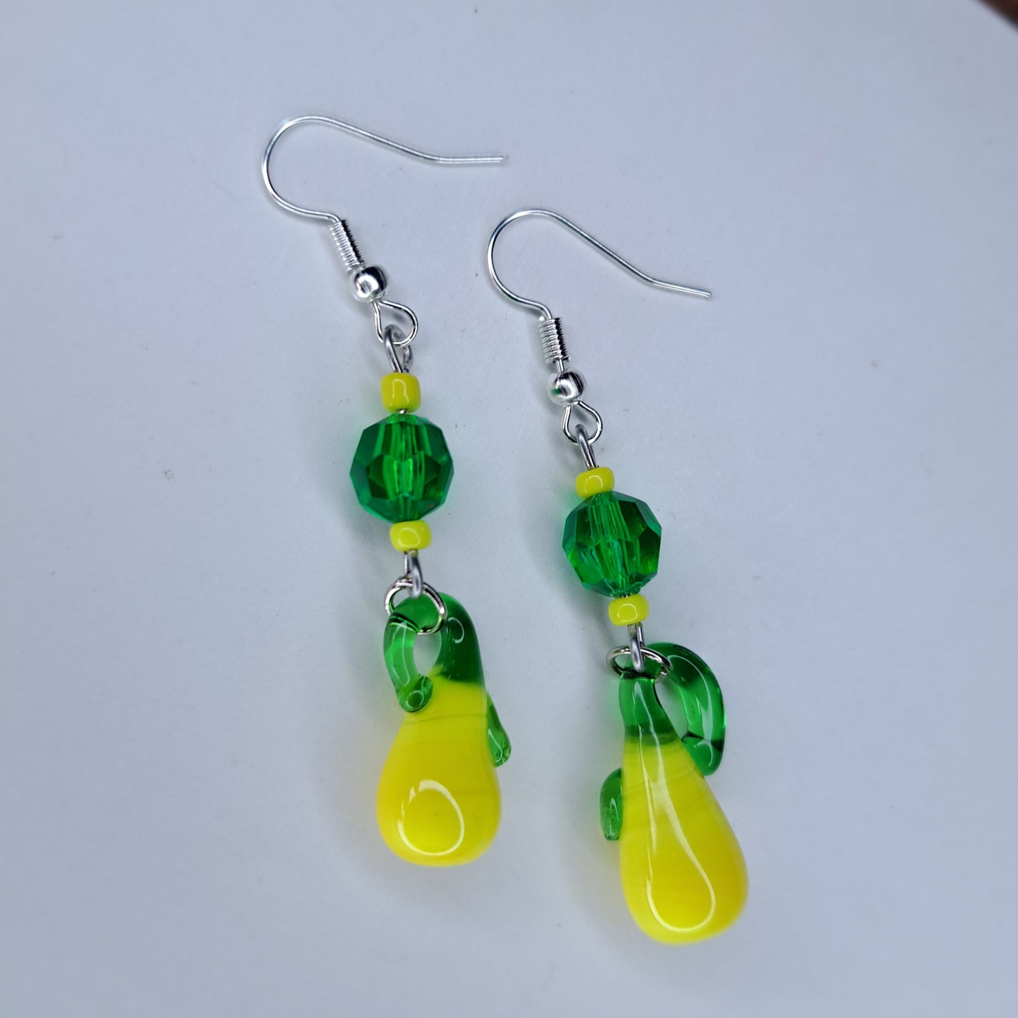 Yellow squash glass fruit Stainless steel earrings