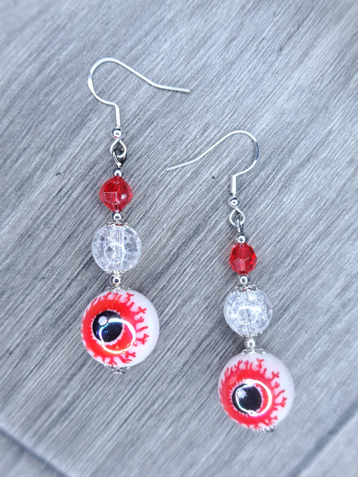 S925 sterling silver eyeball beaded earrings