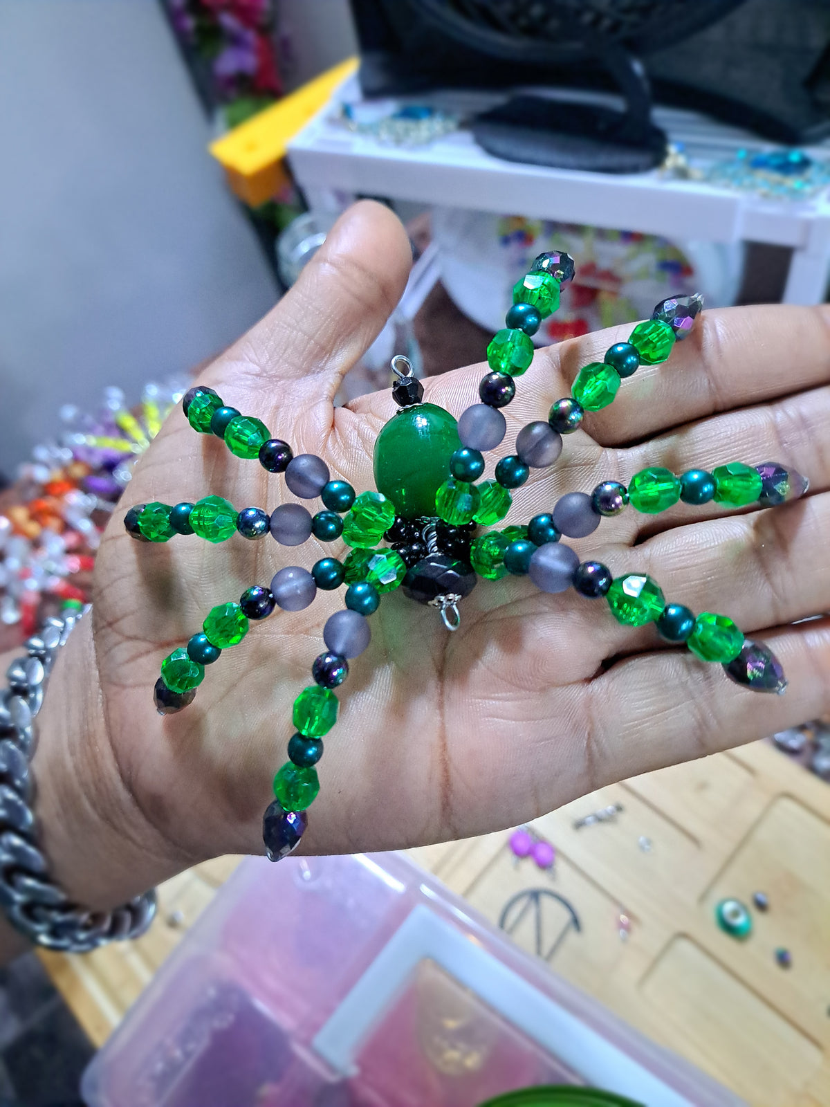 Custom Beaded spider & scorpion keychain