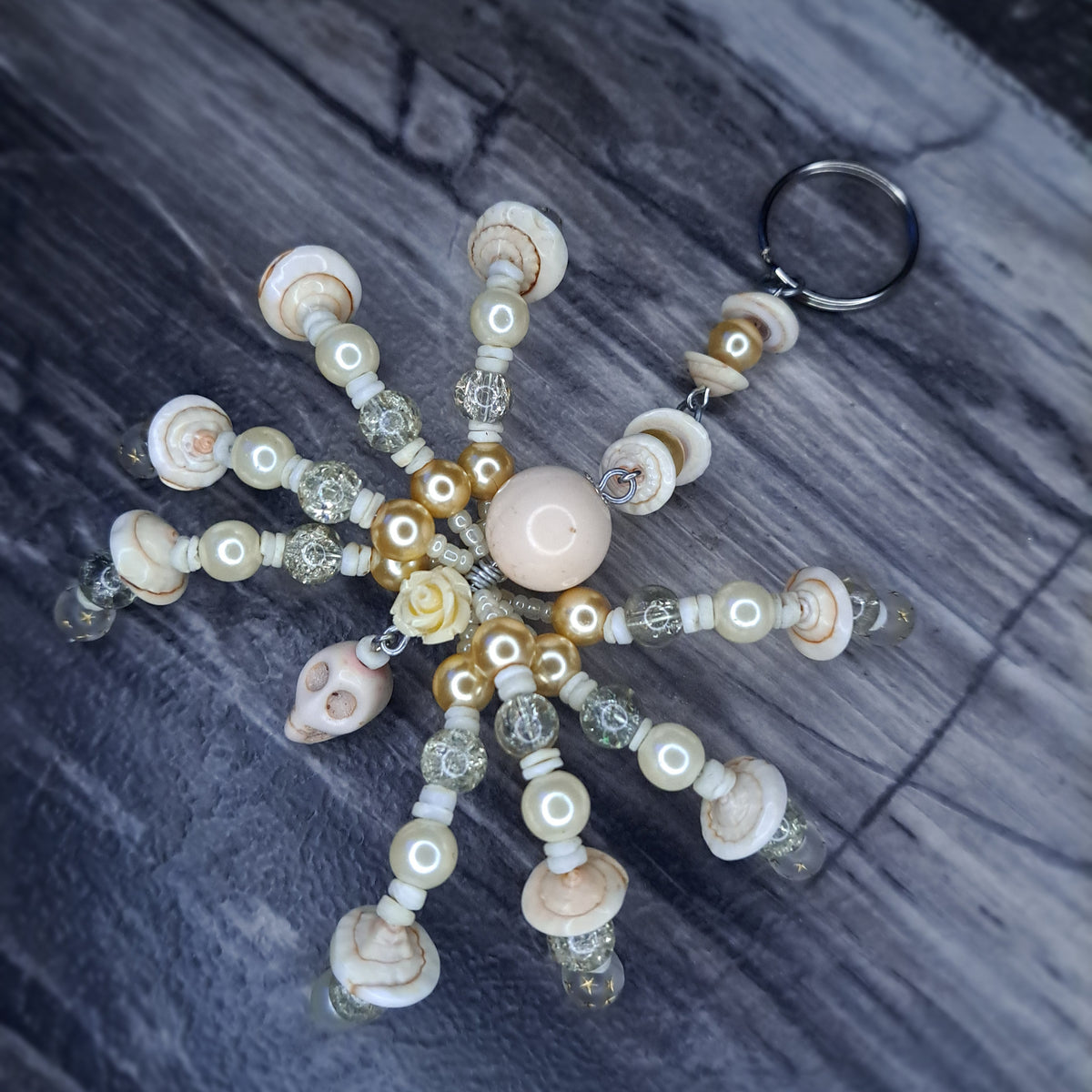 Skeleton Beaded spider keychain