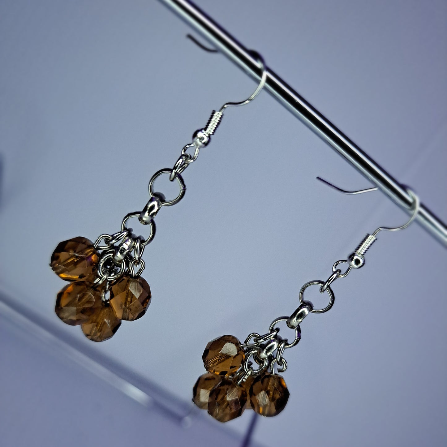 Brown glass beaded Stainless steel earrings
