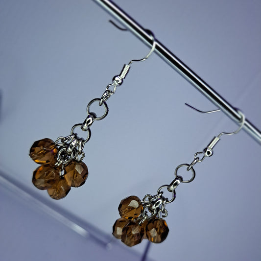 Brown glass beaded Stainless steel earrings