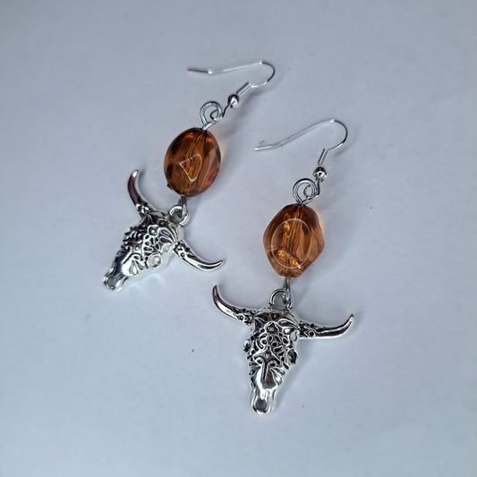 Bull Charm stainless steel earrings
