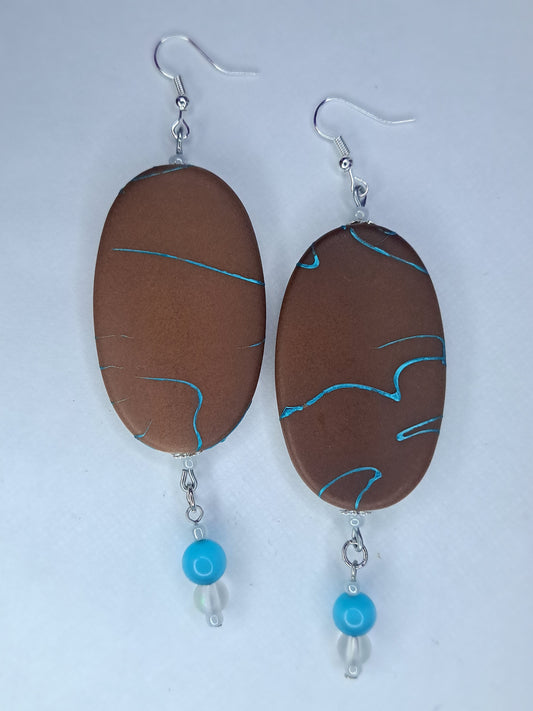 Brown & blue Stainless steel earrings
