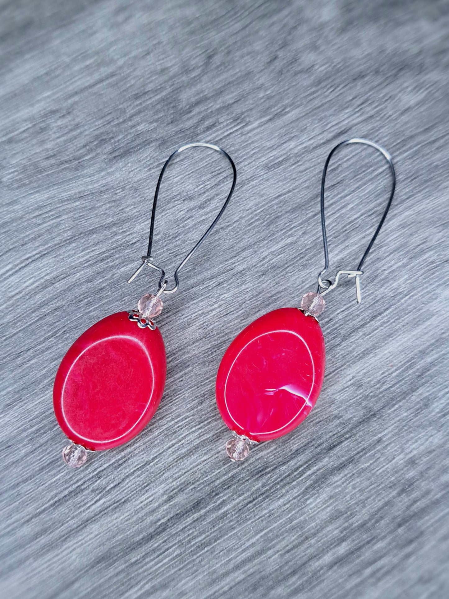 Colorful beaded stainless steel earrings